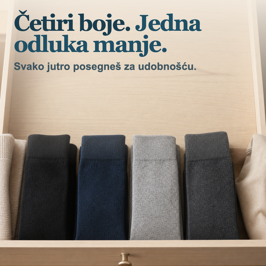 Četiri boje Dr. Füss čarapa uredno složene u ladici