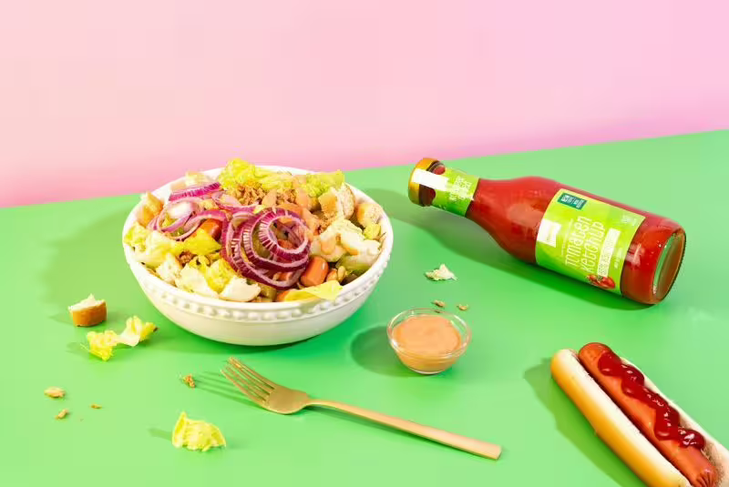 Veganska hot dog zdjela